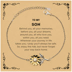 To My Son Gifts, Inspirational Son Sunflower Bracelet, Sentimental Birthday Christmas Unique Gifts For Son Behind you, all your memories, before you, all your dreams, around you, all who love you, within you, all you need