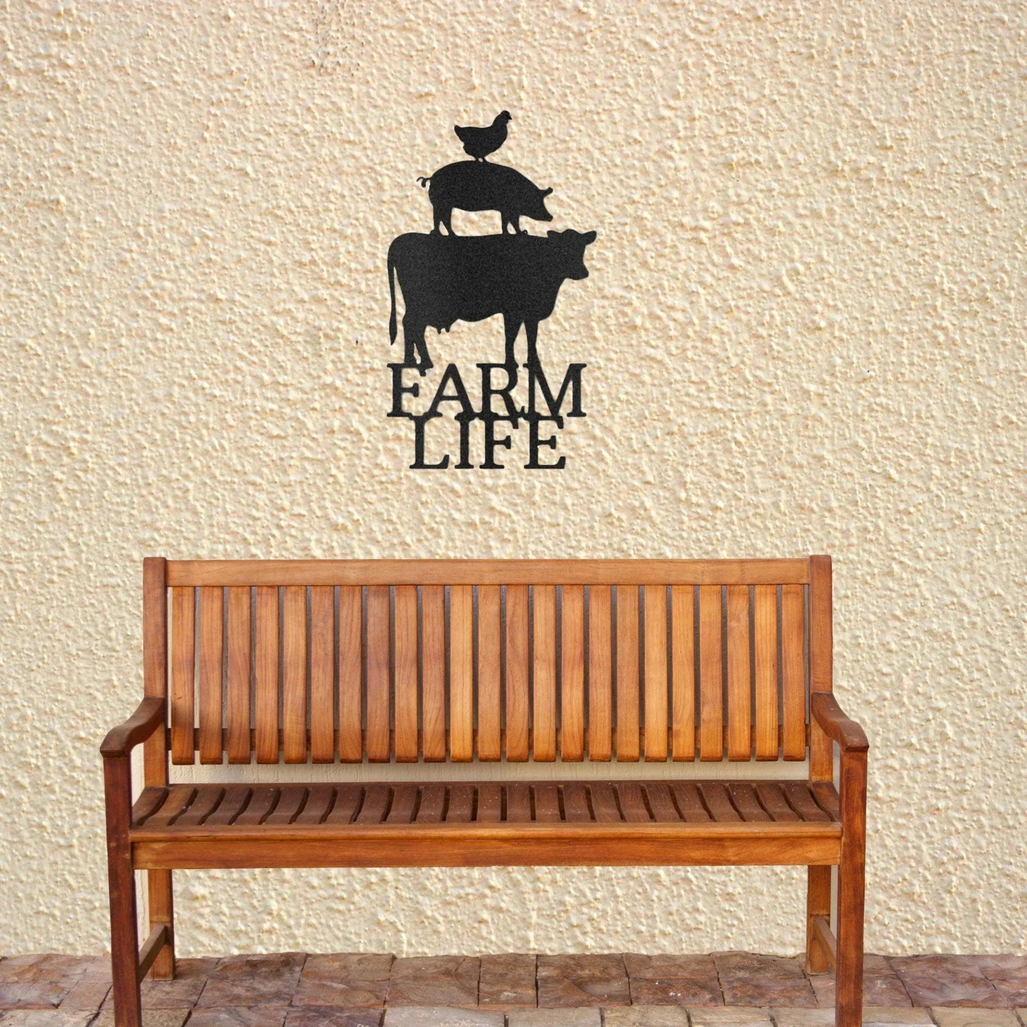 Farm Life Animals Cow Pig Chicken Indoor Outdoor Steel Wall Sign Metal Art