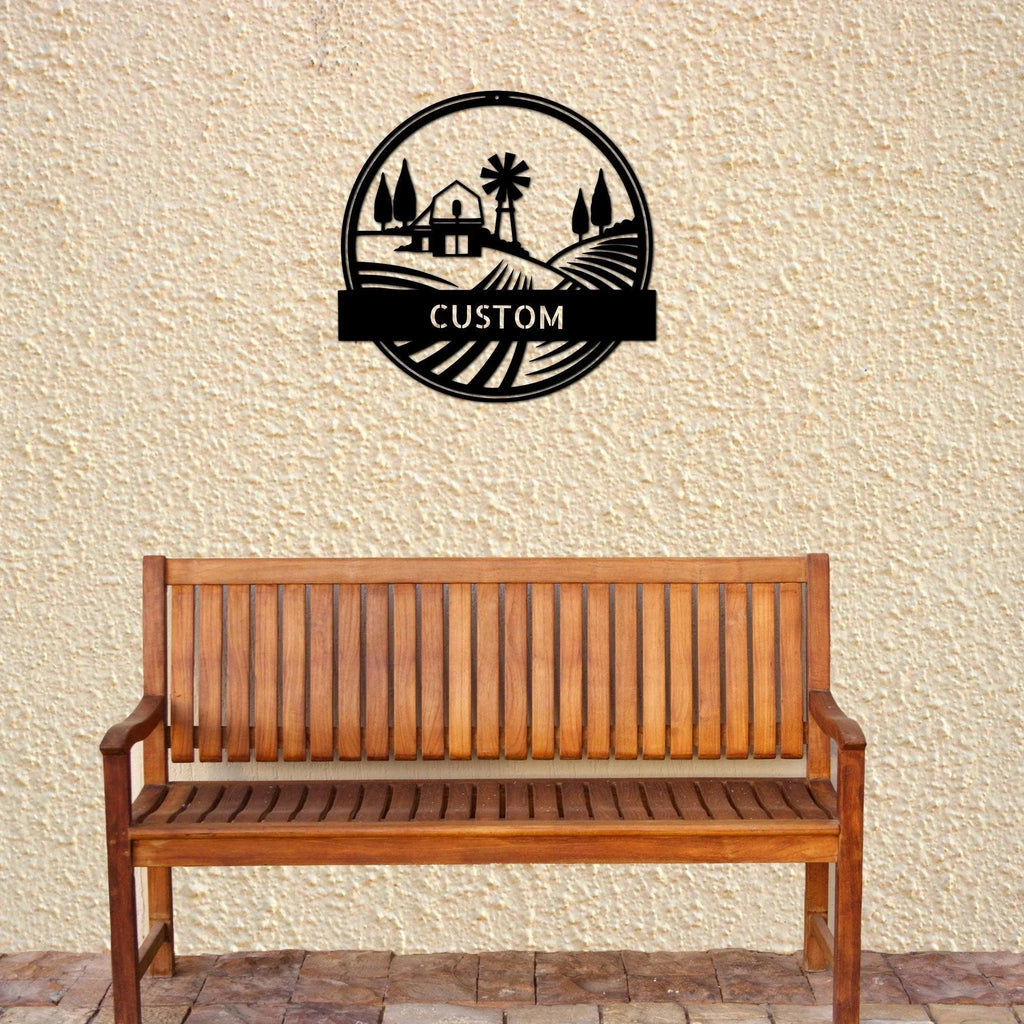 Farm Scene Custom Name Steel Wall Sign Metal Art