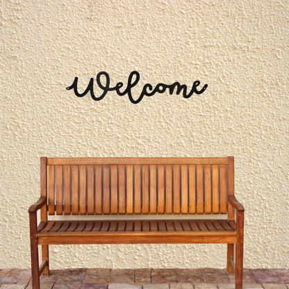 Welcome Script Indoor Outdoor Steel Wall Sign - Mallard Moon Gift Shop