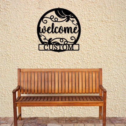 Welcome Fall Custom Monogram Indoor Outdoor Steel Wall Sign - Mallard Moon Gift Shop