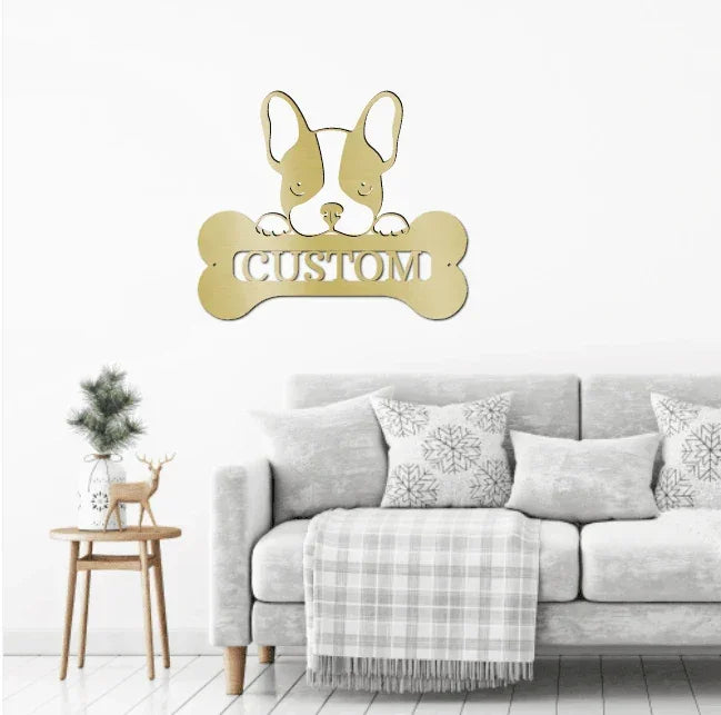 French Bulldog Custom Name Metal Art Wall Sign