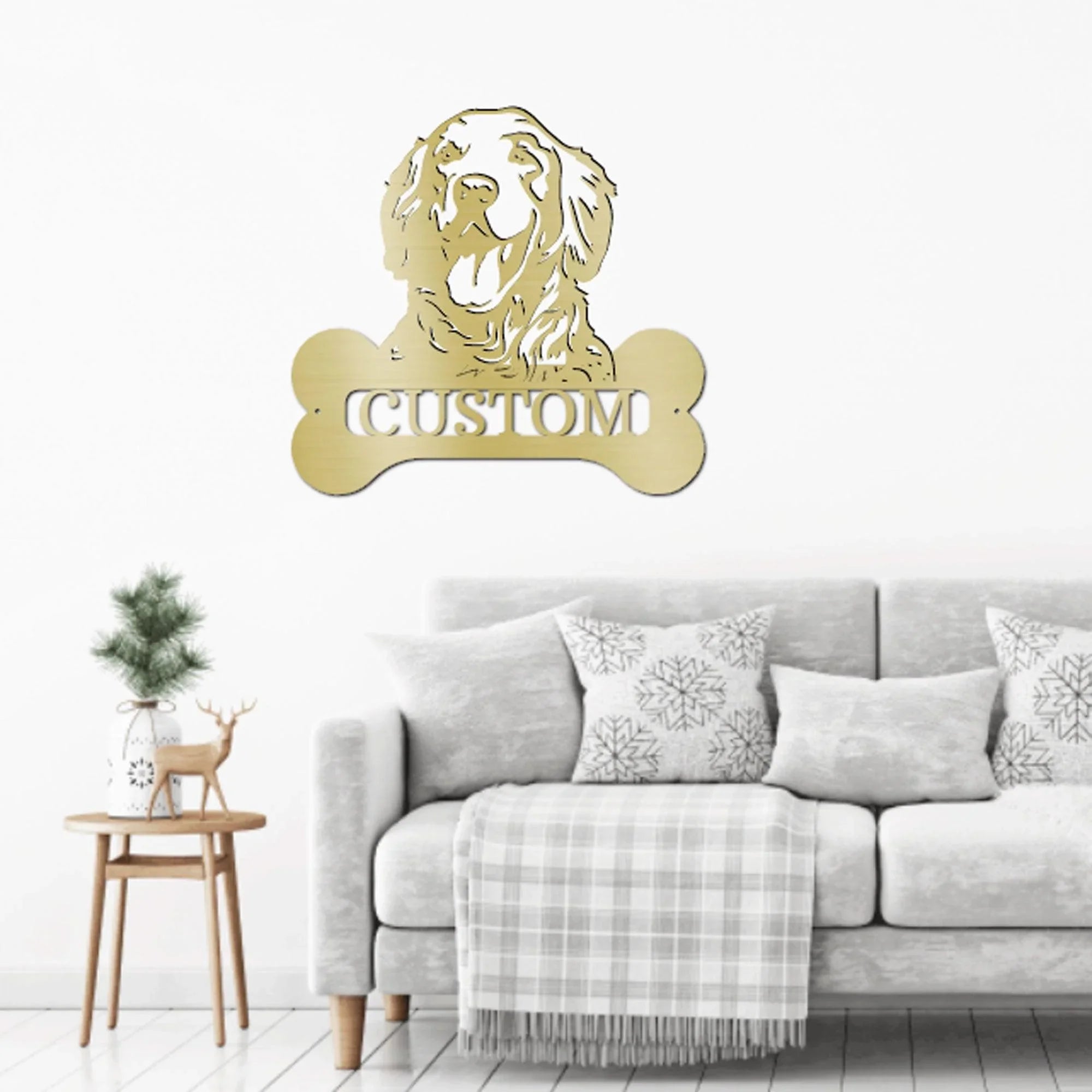 Golden Retriever Dog Custom Name Metal Art Wall Sign