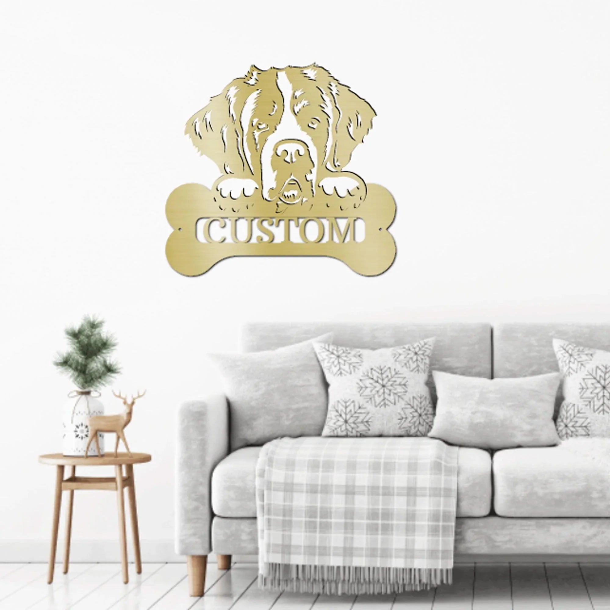 St. Bernard Dog Custom Name Metal Art Wall Sign