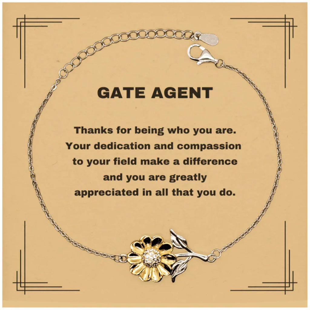 Gate Agent Sunflower Bracelet - Thanks for being who you are - Birthday Christmas Jewelry Gifts Coworkers Colleague Boss