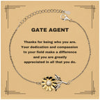 Gate Agent Sunflower Bracelet - Thanks for being who you are - Birthday Christmas Jewelry Gifts Coworkers Colleague Boss