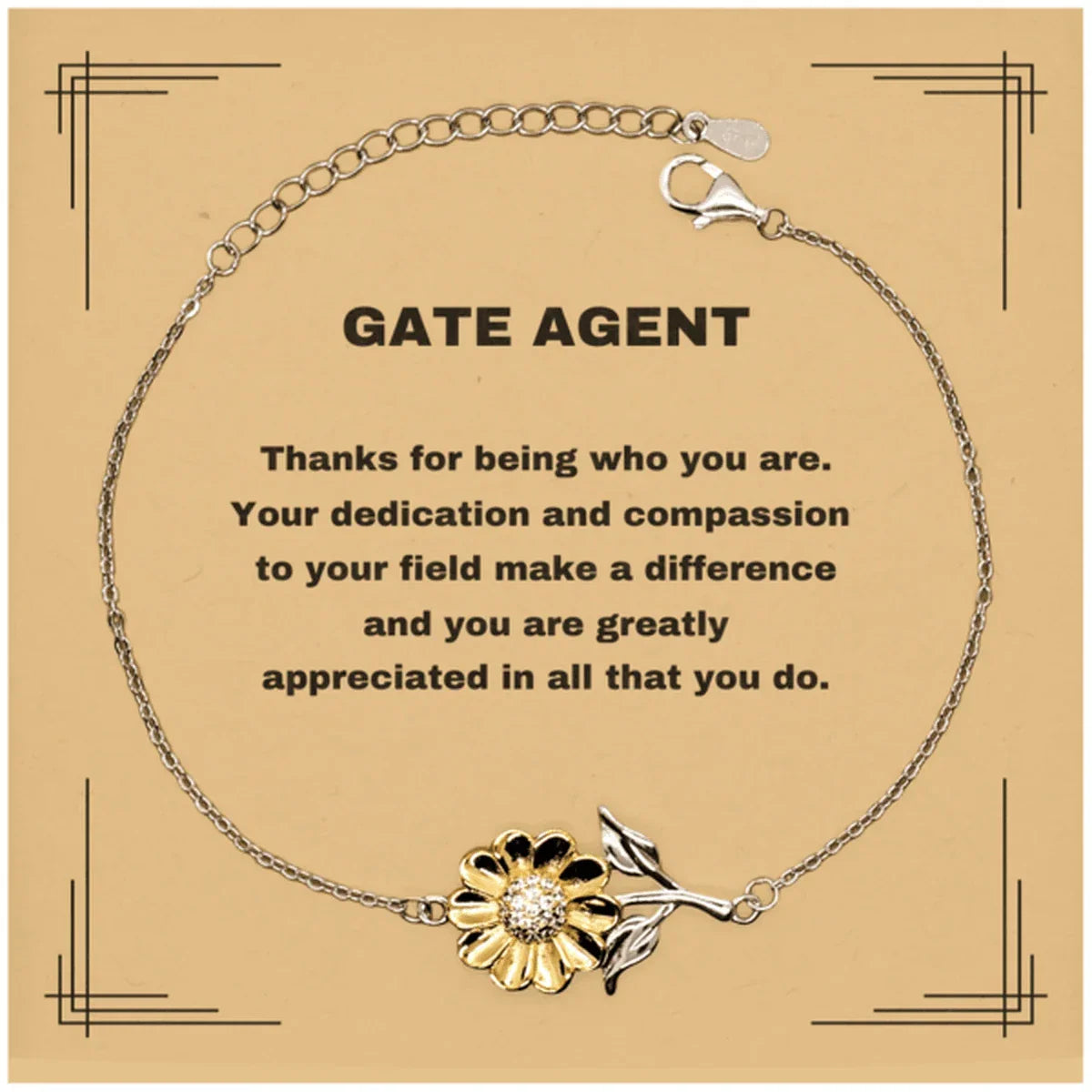 Gate Agent Sunflower Bracelet - Thanks for being who you are - Birthday Christmas Jewelry Gifts Coworkers Colleague Boss