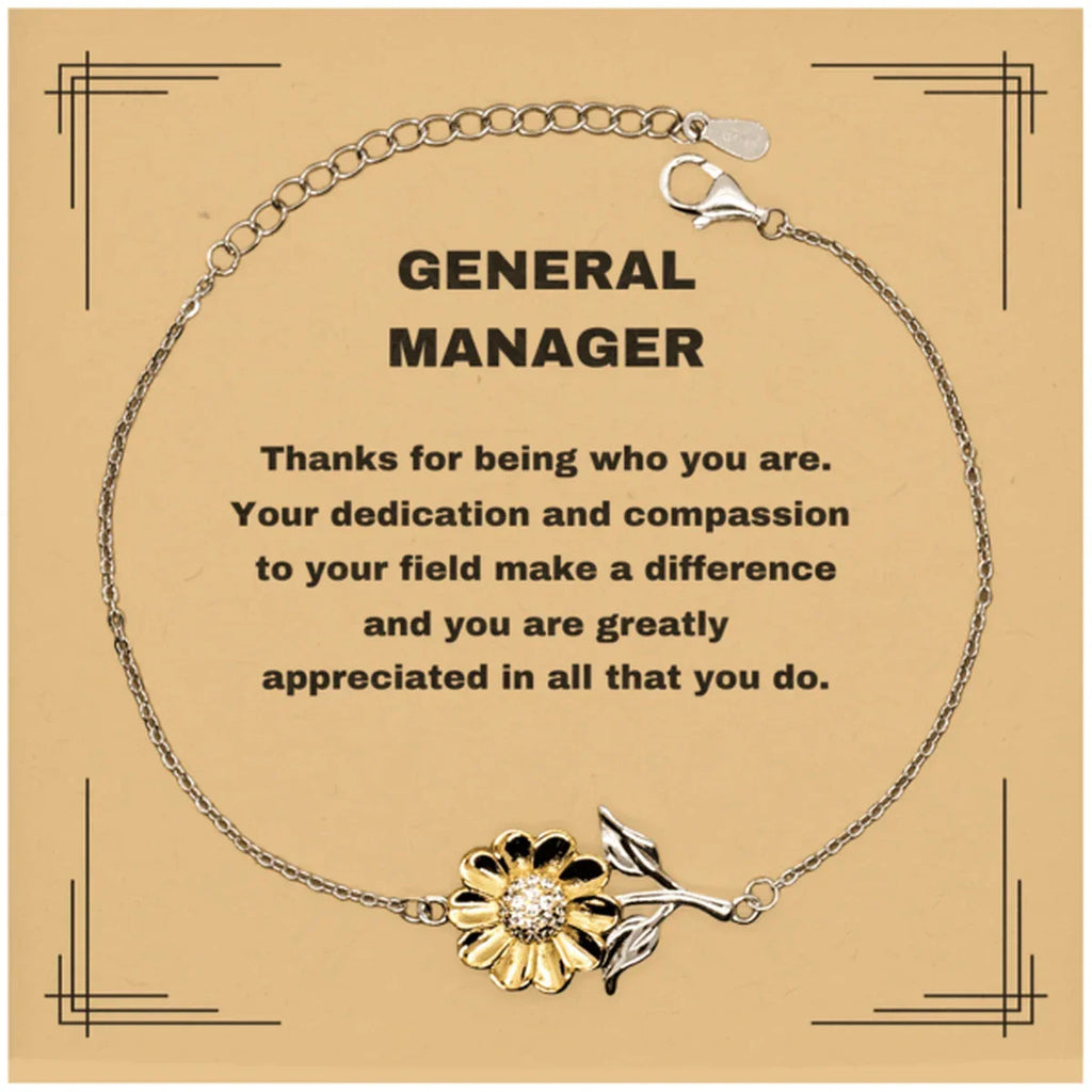 General Manager Sunflower Bracelet - Thanks for being who you are - Birthday Christmas Jewelry Gifts Coworkers Colleague Boss