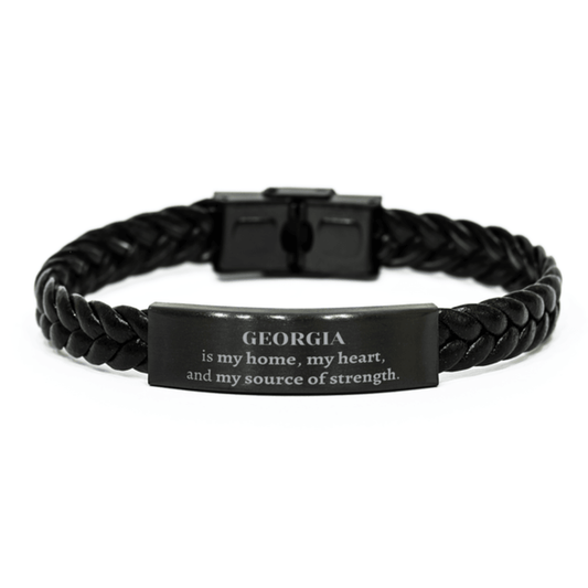Georgia is my home Gifts, Lovely Georgia Birthday Christmas Braided Leather Bracelet For People from Georgia, Men, Women, Friends - Mallard Moon Gift Shop