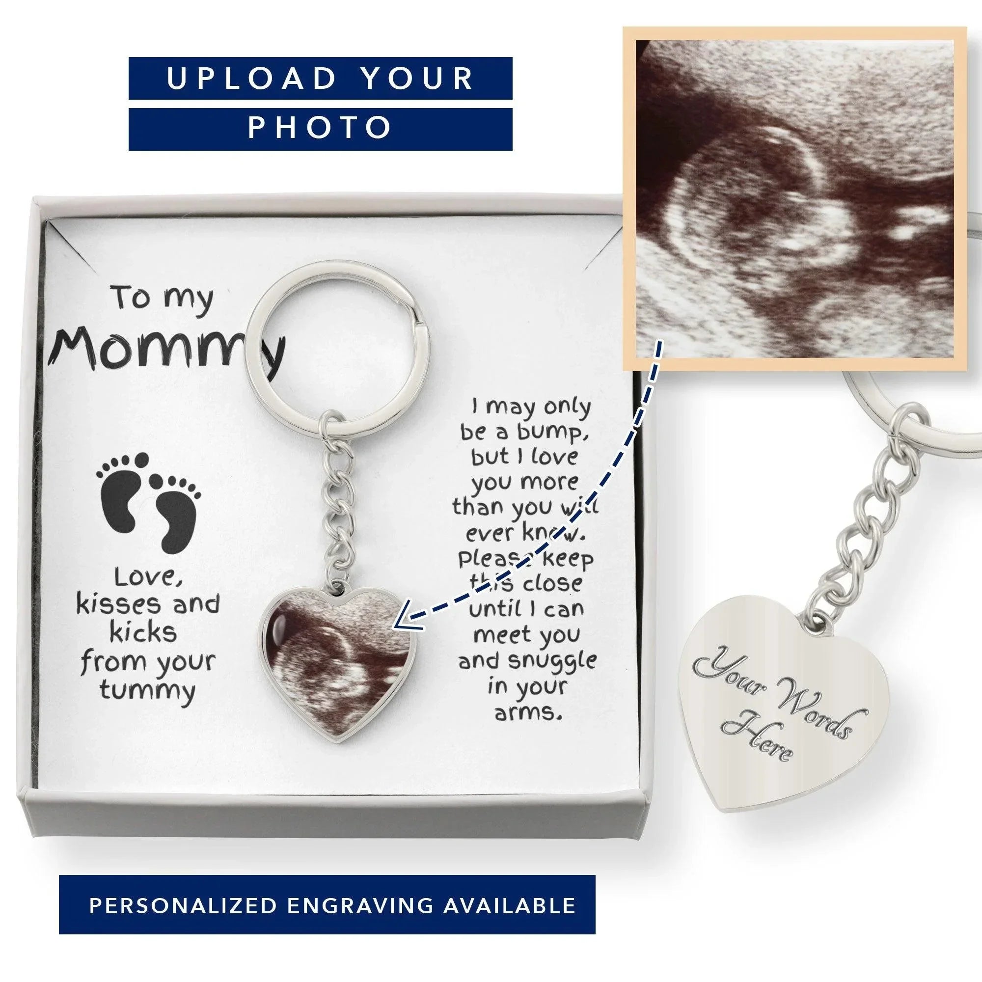Gift for Expectant Mom Ultrasound Photo Heart Keychain