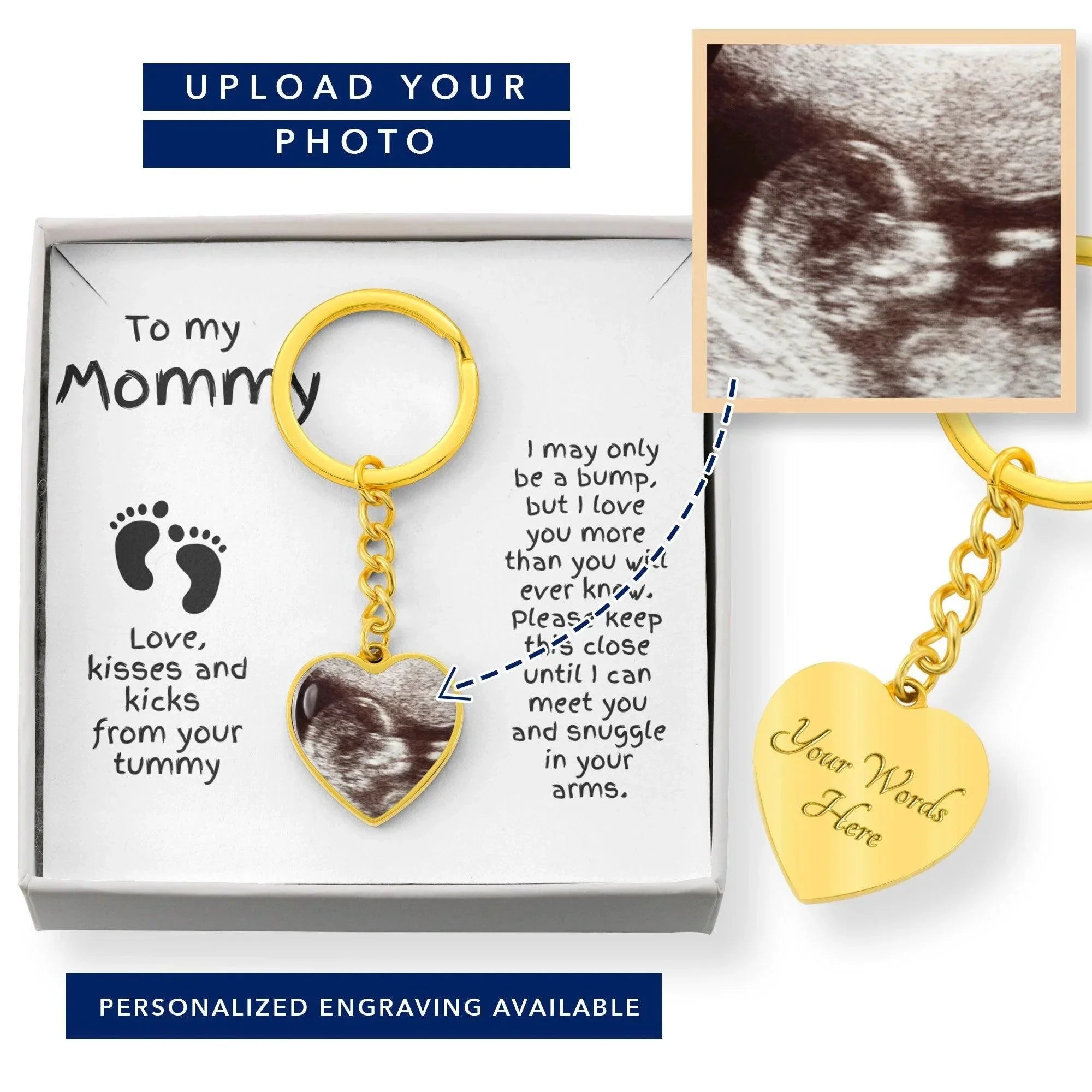 Gift for Expectant Mom Ultrasound Photo Heart Keychain