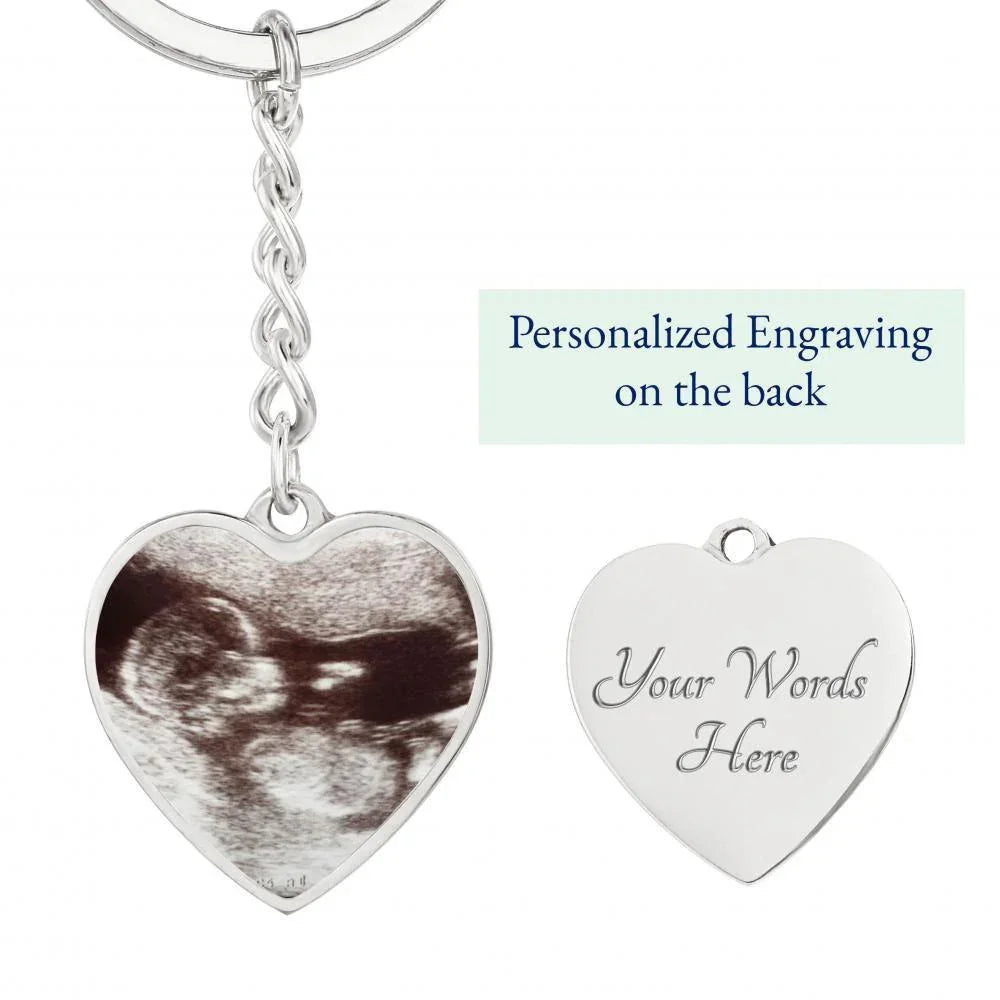 Gift for Expectant Mom Ultrasound Photo Heart Keychain