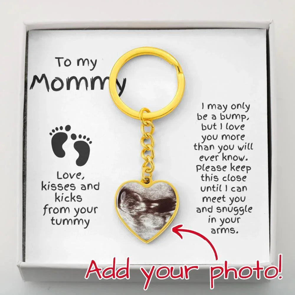 Gift for Expectant Mom Ultrasound Photo Heart Keychain