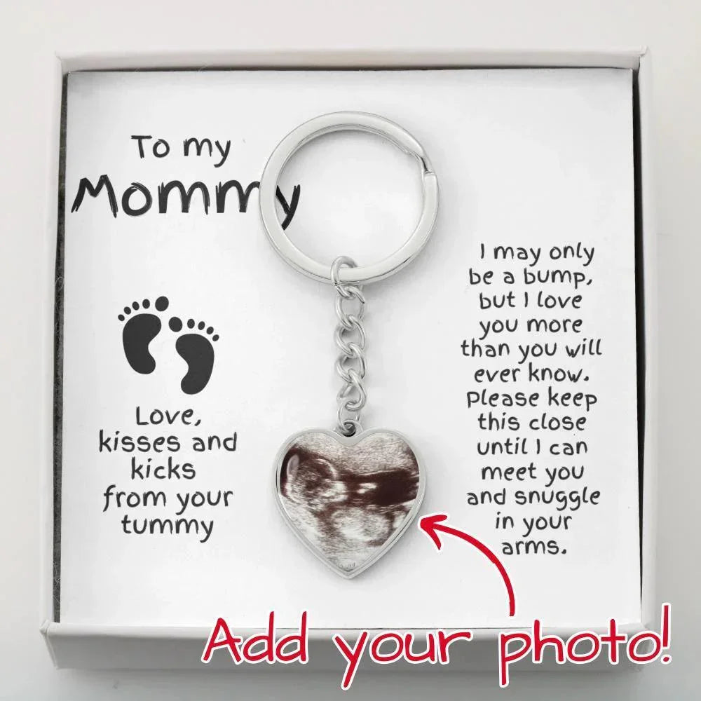 Gift for Expectant Mom Ultrasound Photo Heart Keychain