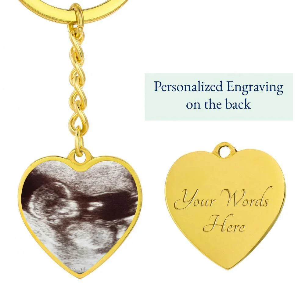 Gift for Expectant Mom Ultrasound Photo Heart Keychain