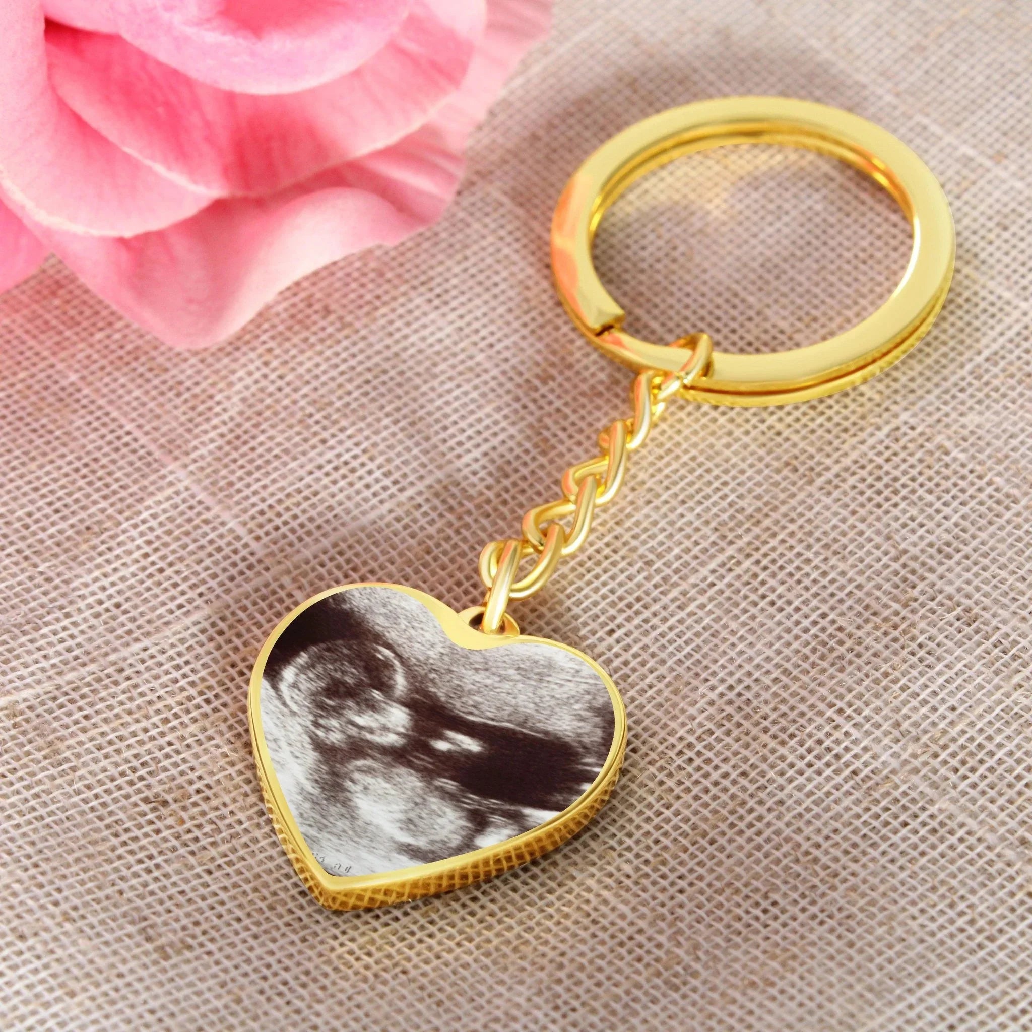 Gift for Expectant Mom Ultrasound Photo Heart Keychain