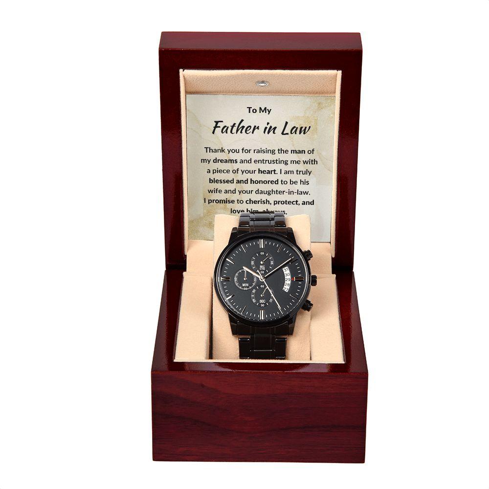 Gift for Father in Law from Daughter in Law Black Chronograph Watch - Mallard Moon Gift Shop