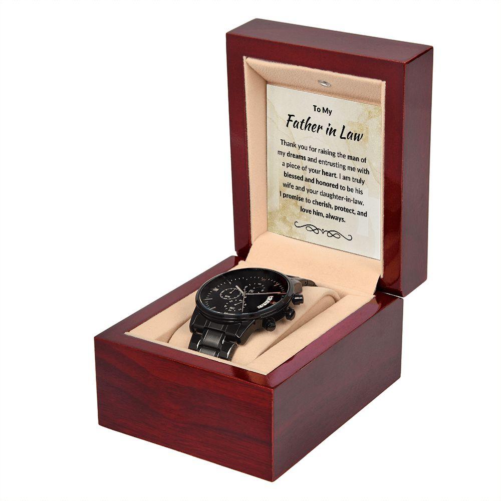 Gift for Father in Law from Daughter in Law Black Chronograph Watch - Mallard Moon Gift Shop
