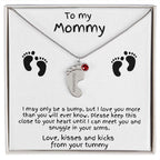 Gift for New Mom Baby Feet with Birthstone Necklace