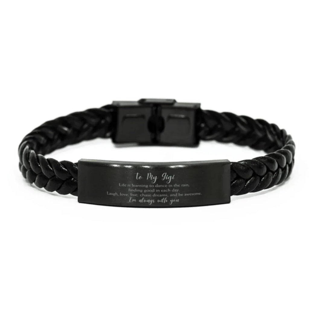 Gigi Braided Leather Bracelet Life is Learning to Dance in the Rain - Birthday, Christmas Holiday Gifts