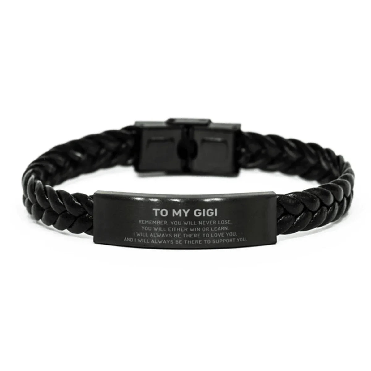 Gigi Gifts, To My Gigi Remember, you will never lose. You will either WIN or LEARN, Keepsake Braided Leather Bracelet For Gigi Engraved, Birthday Christmas Gifts Ideas For Gigi X-mas Gifts