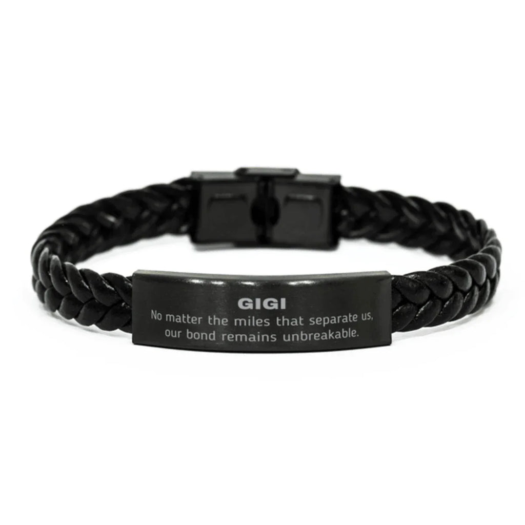 Gigi Long Distance Relationship No matter the miles that separate us, Our Bond Remains Unbreakable Braided Leather Bracelet Birthday Mother's Day Christmas Unique Gifts