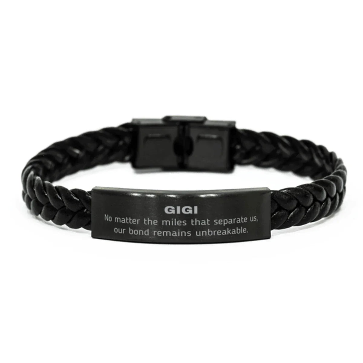 Gigi Long Distance Relationship No matter the miles that separate us, Our Bond Remains Unbreakable Braided Leather Bracelet Birthday Mother's Day Christmas Unique Gifts