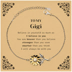 Gigi Sunflower Bracelet Gifts, To My Gigi You are braver than you believe, stronger than you seem, Inspirational Gifts For Gigi Card, Birthday, Christmas Gifts For Gigi Men Women