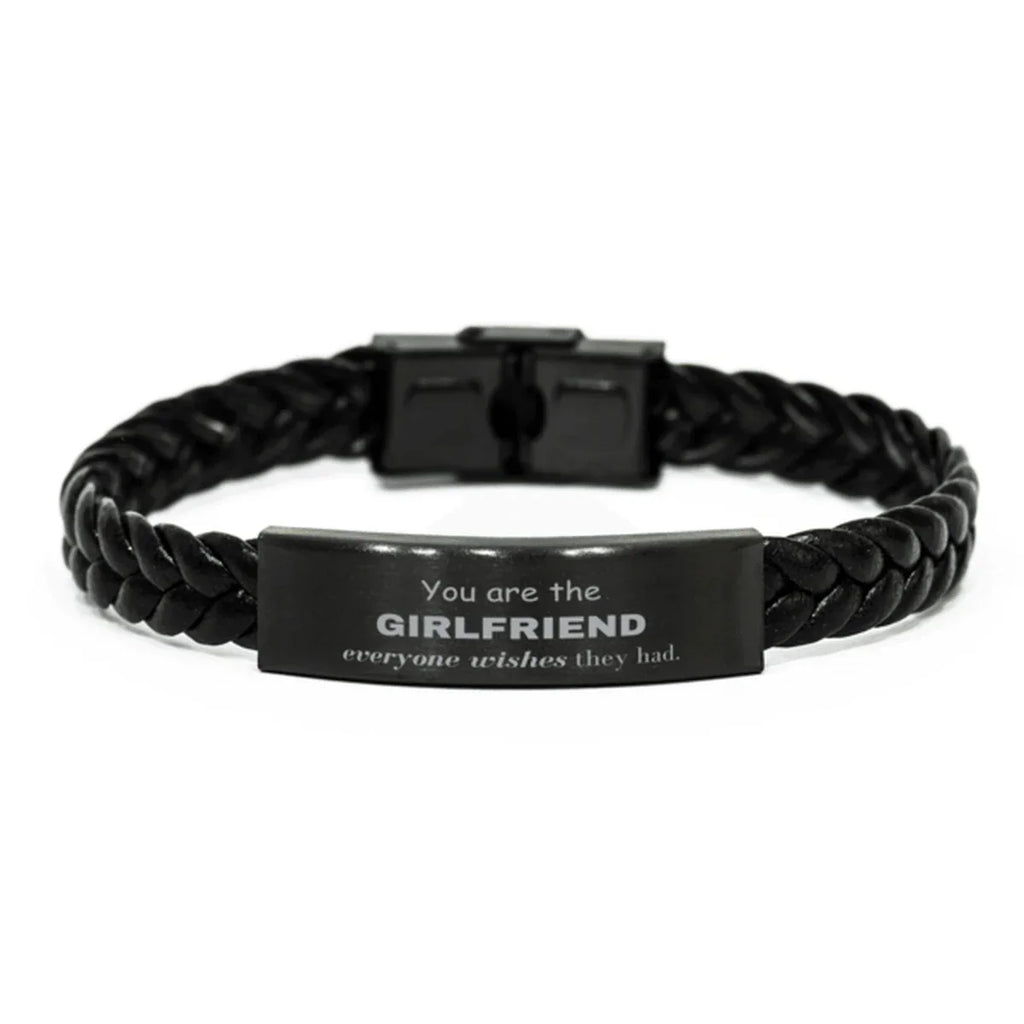 Girlfriend Braided Leather Bracelet, Everyone wishes they had, Inspirational Bracelet For Girlfriend, Girlfriend Gifts, Birthday Christmas Unique Gifts For Girlfriend