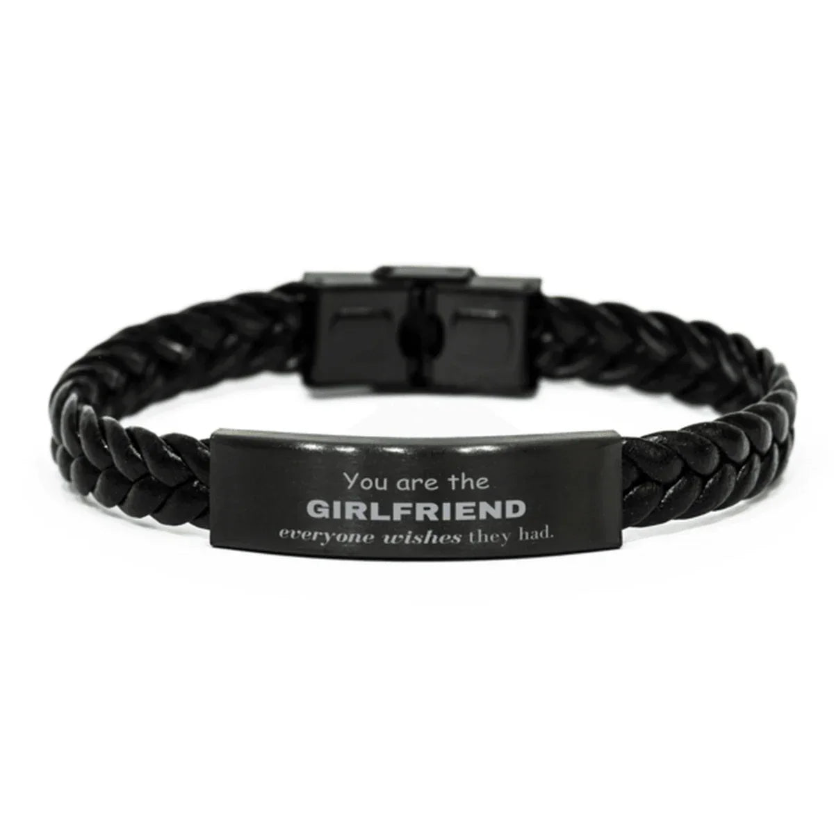 Girlfriend Braided Leather Bracelet, Everyone wishes they had, Inspirational Bracelet For Girlfriend, Girlfriend Gifts, Birthday Christmas Unique Gifts For Girlfriend