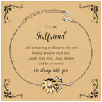 Girlfriend Sunflower Bracelet - Life is Learning to Dance in the Rain Birthday, Christmas Holiday Gifts