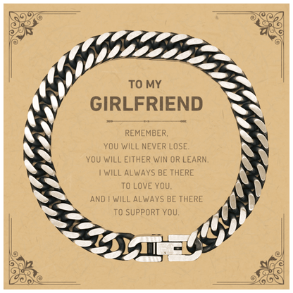 Girlfriend Gifts, To My Girlfriend Remember, you will never lose. You will either WIN or LEARN, Keepsake Cuban Link Chain Bracelet For Girlfriend Card, Birthday Christmas Gifts Ideas For Girlfriend X-mas Gifts - Mallard Moon Gift Shop