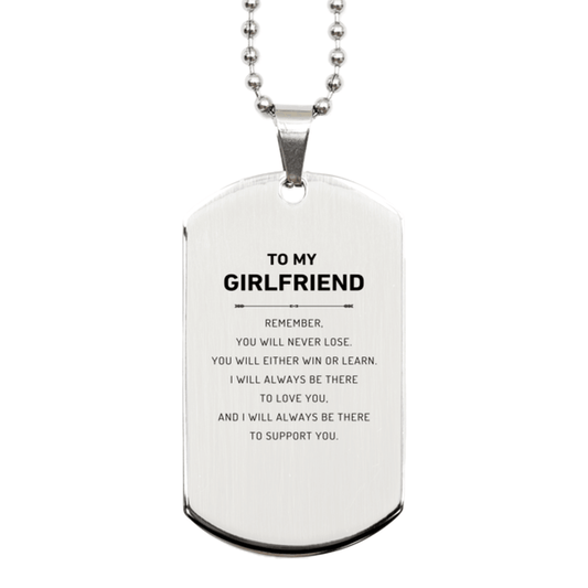 Girlfriend Gifts, To My Girlfriend Remember, you will never lose. You will either WIN or LEARN, Keepsake Silver Dog Tag For Girlfriend Engraved, Birthday Christmas Gifts Ideas For Girlfriend X-mas Gifts - Mallard Moon Gift Shop