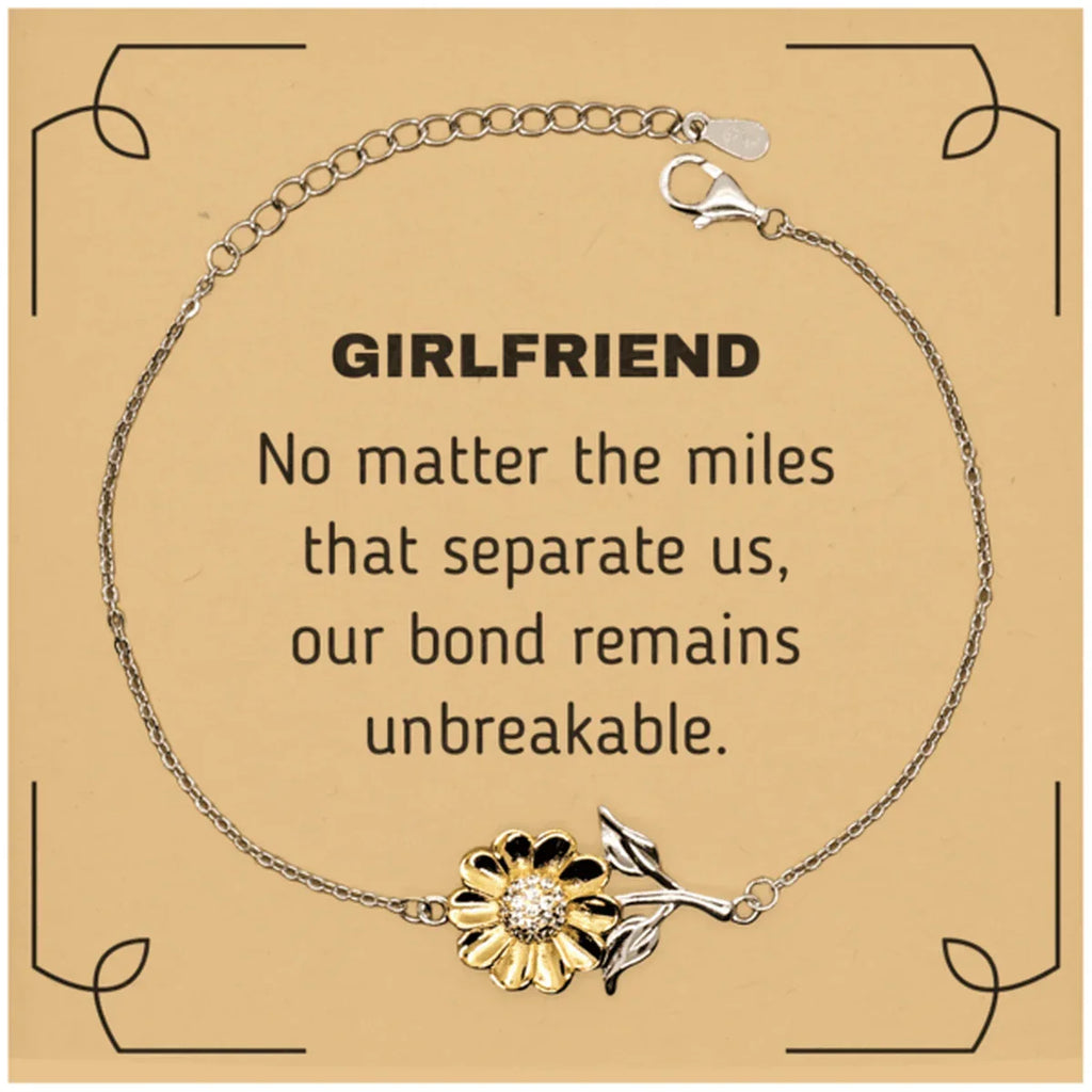 Girlfriend Long Distance Relationship Gifts, No matter the miles that separate us, Cute Love Sunflower Bracelet For Girlfriend, Birthday Christmas Unique Gifts For Girlfriend