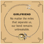 Girlfriend Long Distance Relationship Gifts, No matter the miles that separate us, Cute Love Sunflower Bracelet For Girlfriend, Birthday Christmas Unique Gifts For Girlfriend