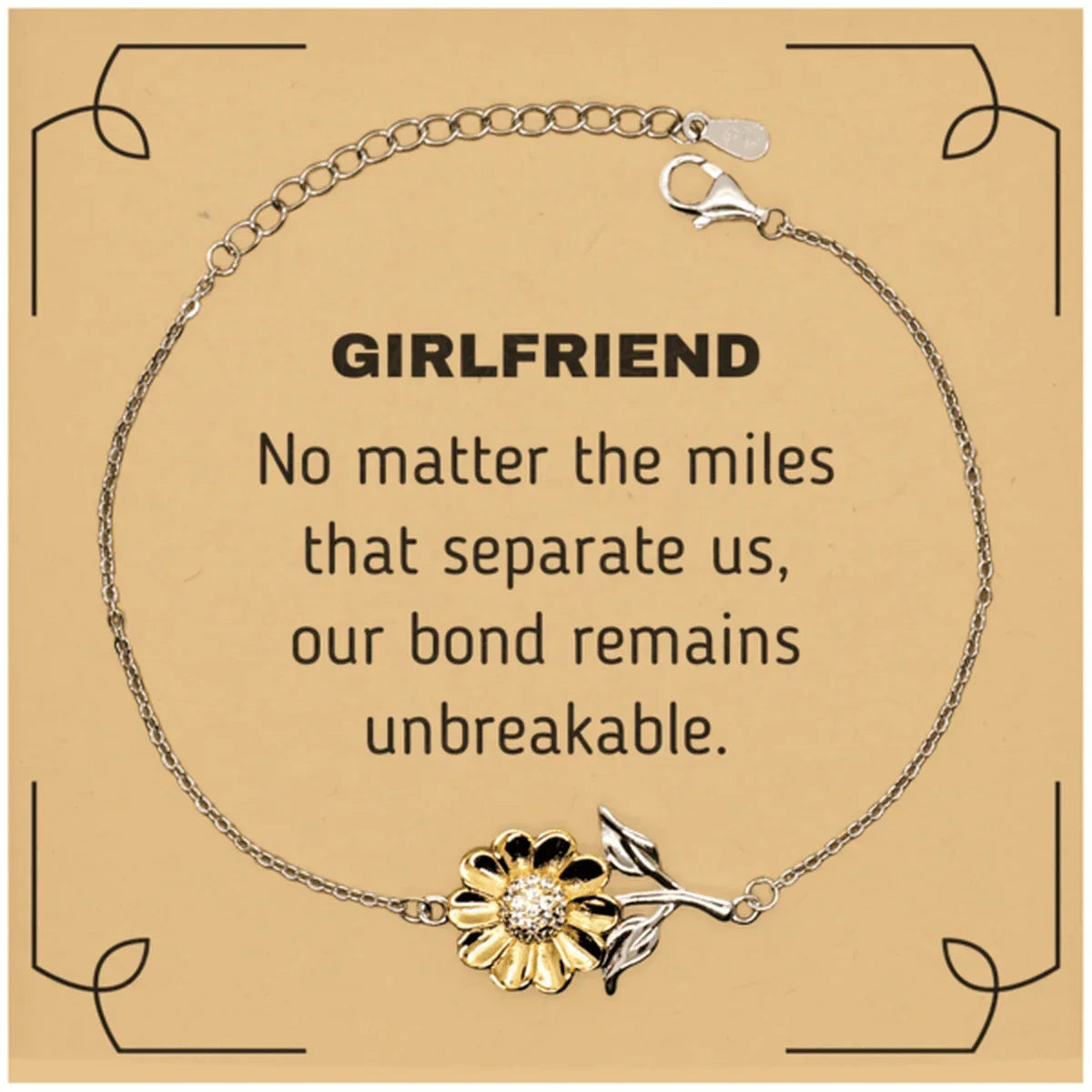 Girlfriend Long Distance Relationship Gifts, No matter the miles that separate us, Cute Love Sunflower Bracelet For Girlfriend, Birthday Christmas Unique Gifts For Girlfriend