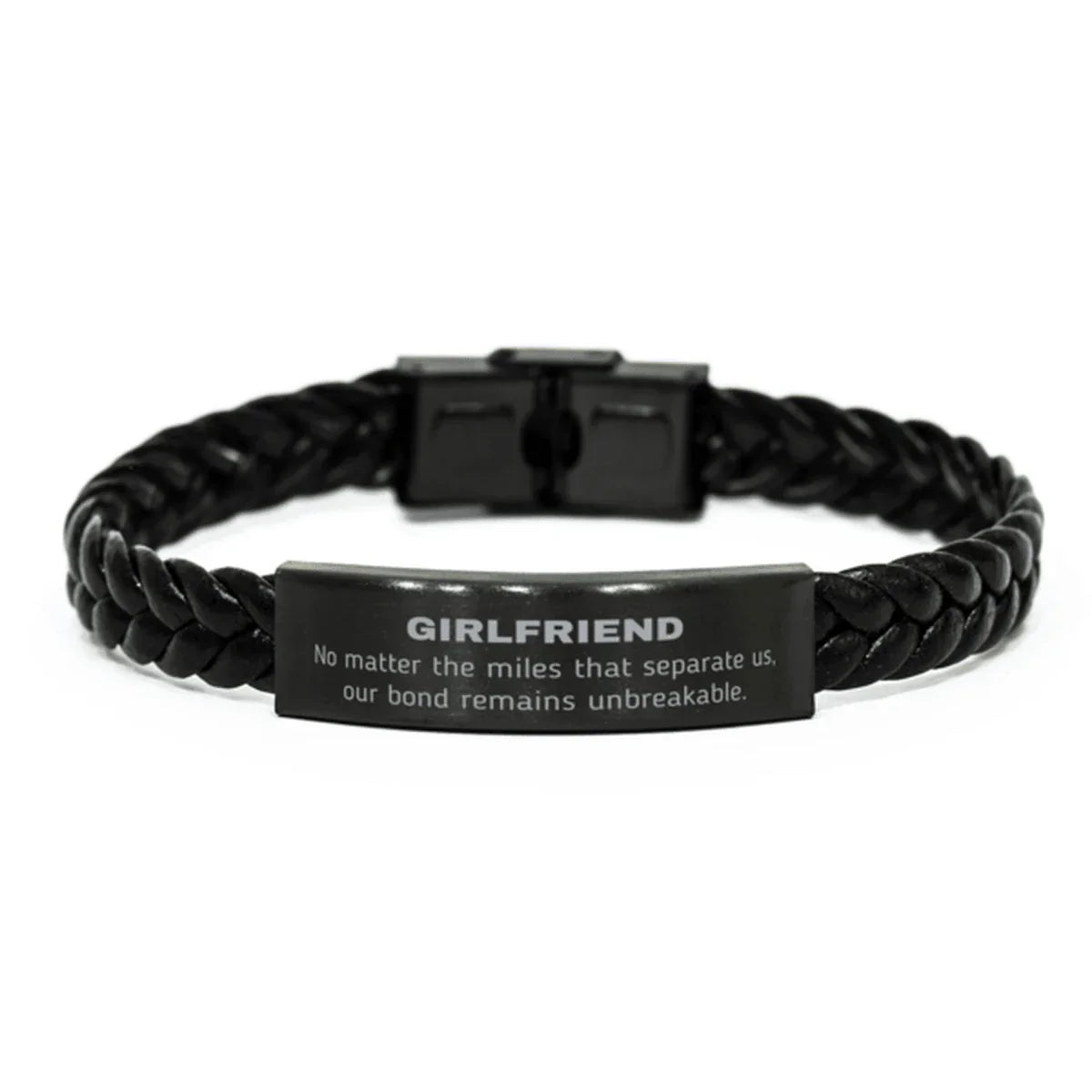 Girlfriend Long Distance Relationship No matter the miles that separate us, Our Bond Remains Unbreakable Braided Leather Bracelet Birthday Graduation Christmas Unique Gifts