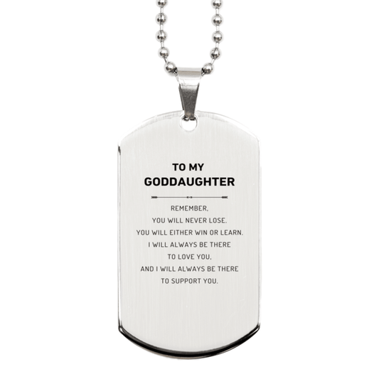 Goddaughter Gifts, To My Goddaughter Remember, you will never lose. You will either WIN or LEARN, Keepsake Silver Dog Tag For Goddaughter Engraved, Birthday Christmas Gifts Ideas For Goddaughter X-mas Gifts - Mallard Moon Gift Shop
