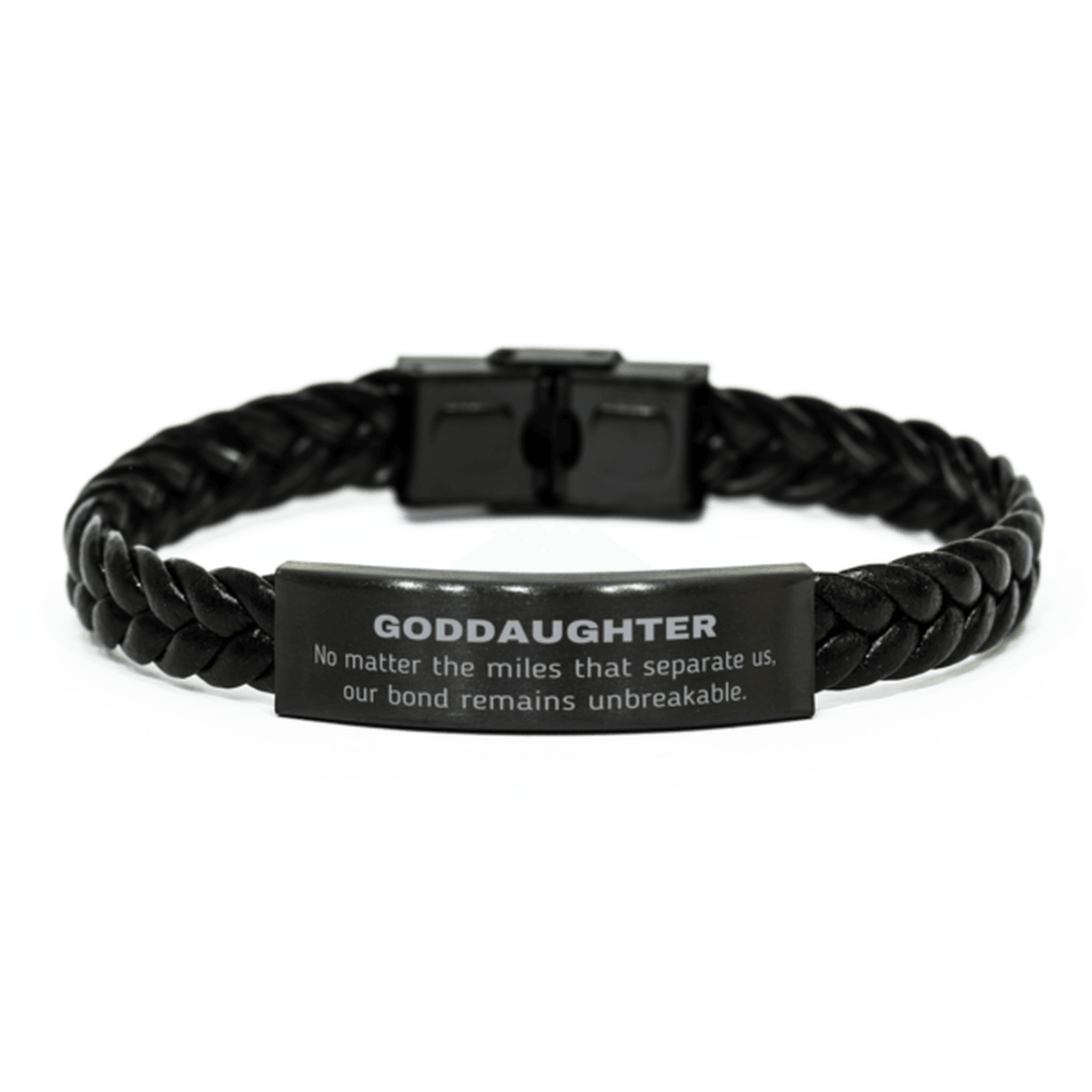 Goddaughter Long Distance Relationship No matter the miles that separate us, Our Bond Remains Unbreakable Braided Leather Bracelet Birthday Graduation Christmas Unique Gifts - Mallard Moon Gift Shop