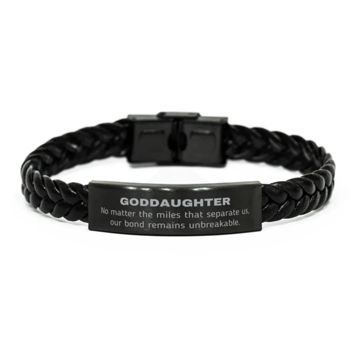Goddaughter Long Distance Relationship No matter the miles that separate us, Our Bond Remains Unbreakable Braided Leather Bracelet Birthday Graduation Christmas Unique Gifts