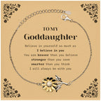 Goddaughter Sunflower Bracelet Gifts, To My Goddaughter You are braver than you believe, stronger than you seem, Inspirational Gifts For Goddaughter Card, Birthday, Christmas Gifts For Goddaughter Men Women