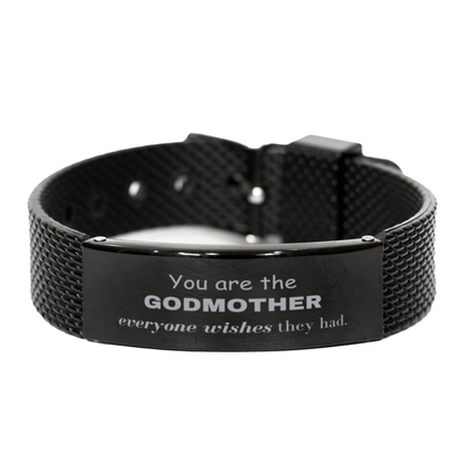 Godmother Black Shark Mesh Bracelet, Everyone wishes they had, Inspirational Bracelet For Godmother, Godmother Gifts, Birthday Christmas Unique Gifts For Godmother - Mallard Moon Gift Shop