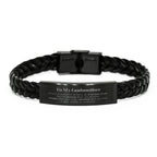 Godmother Braided Leather Bracelet Gifts, To My Godmother You are braver than you believe, stronger than you seem, Inspirational Gifts For Godmother Engraved, Birthday, Christmas Gifts For Godmother Men Women
