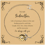 Godmother Sunflower Bracelet - Life is Learning to Dance in the Rain Birthday, Christmas Holiday Gifts