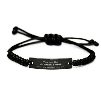 Godmother Everyone wishes they had, Inspirational Black Rope Bracelet Birthday Christmas Mother's Day Unique Gifts - Mallard Moon Gift Shop