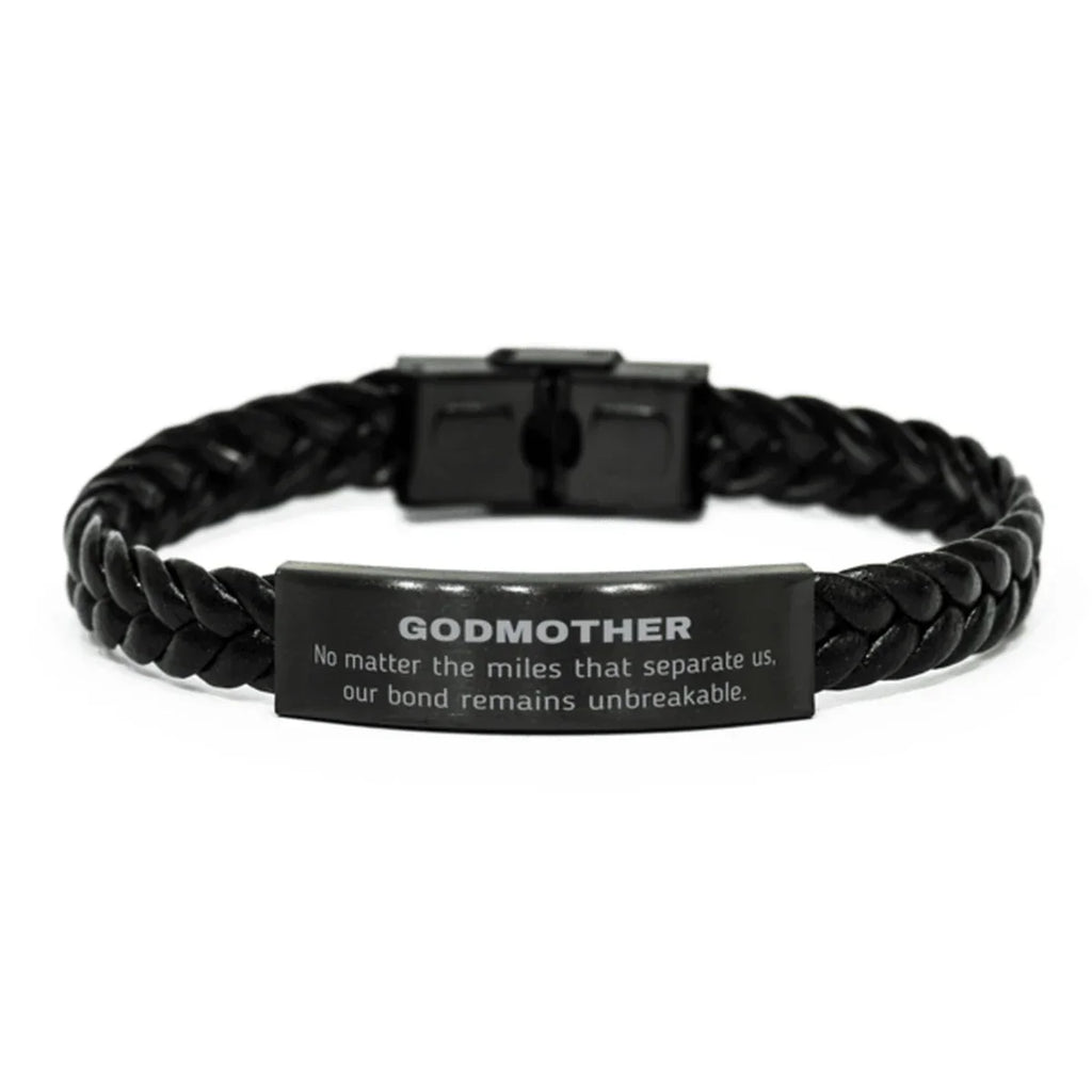 Godmother Long Distance Relationship No matter the miles that separate us, Our Bond Remains Unbreakable Braided Leather Bracelet Birthday Mother's Day Christmas Unique Gifts