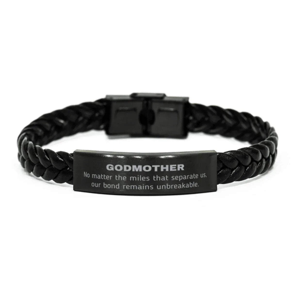 Godmother Long Distance Relationship No matter the miles that separate us, Our Bond Remains Unbreakable Braided Leather Bracelet Birthday Mother's Day Christmas Unique Gifts