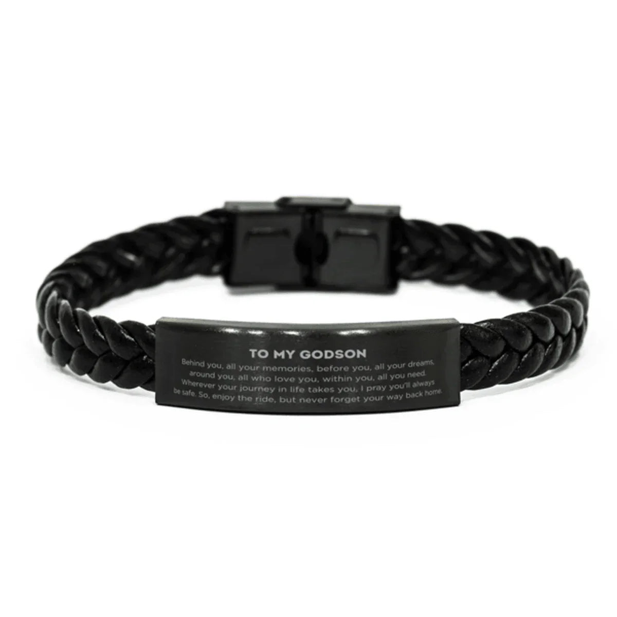 Godson Braided Leather Bracelet, Birthday Christmas Unique Gifts Behind you, all your memories, before you, all your dreams