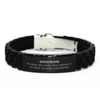 Godson Long Distance Relationship Gifts, No matter the miles that separate us, Cute Love Black Glidelock Clasp Bracelet For Godson, Birthday Christmas Unique Gifts For Godson