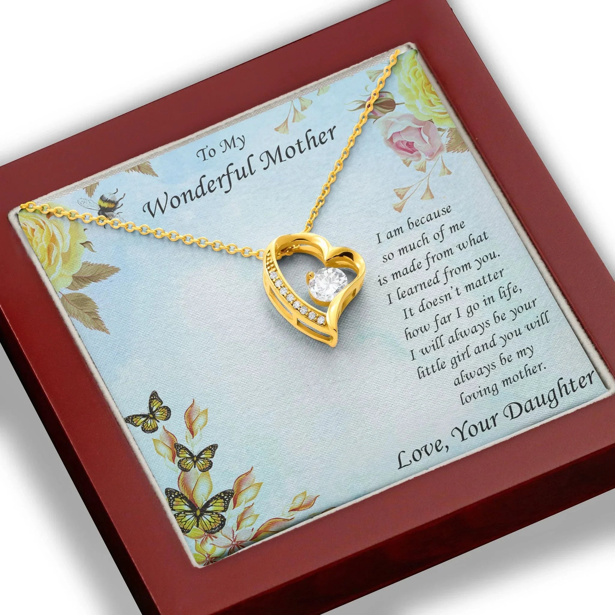 Gift for Mother From Daughter Forever Love Heart Pendant Necklace